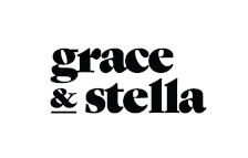 The logo for grace & stella is black and white.