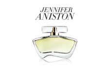 A bottle of jennifer aniston perfume on a white background