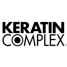 The logo for keratin complex is black and white.