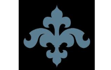 A blue fleur de lis on a black background