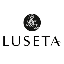 A black and white logo for a company called luseta.