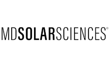A black and white logo for mdsolarsciences on a white background.