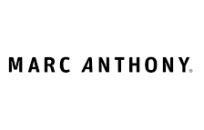 A black and white logo for marc anthony on a white background.