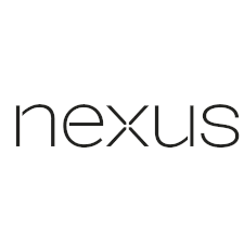 A black and white logo for nexus on a white background.