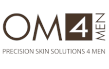 A logo for om4 men precision skin solutions for men