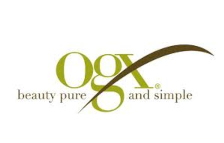 A logo for ogx beauty pure and simple
