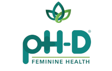 A logo for phd feminine health with a flower on top