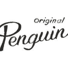 A black and white logo for original penguin on a white background.