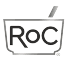 A black and white logo for roc with a mortar and pestle.