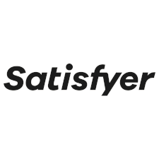 A black and white logo for satisfyer on a white background.