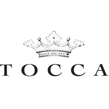 A black and white logo for a company called tocca with a crown on it.