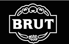 The word brut is written in white on a black background.