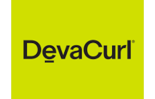 The deva curl logo is on a yellow background.
