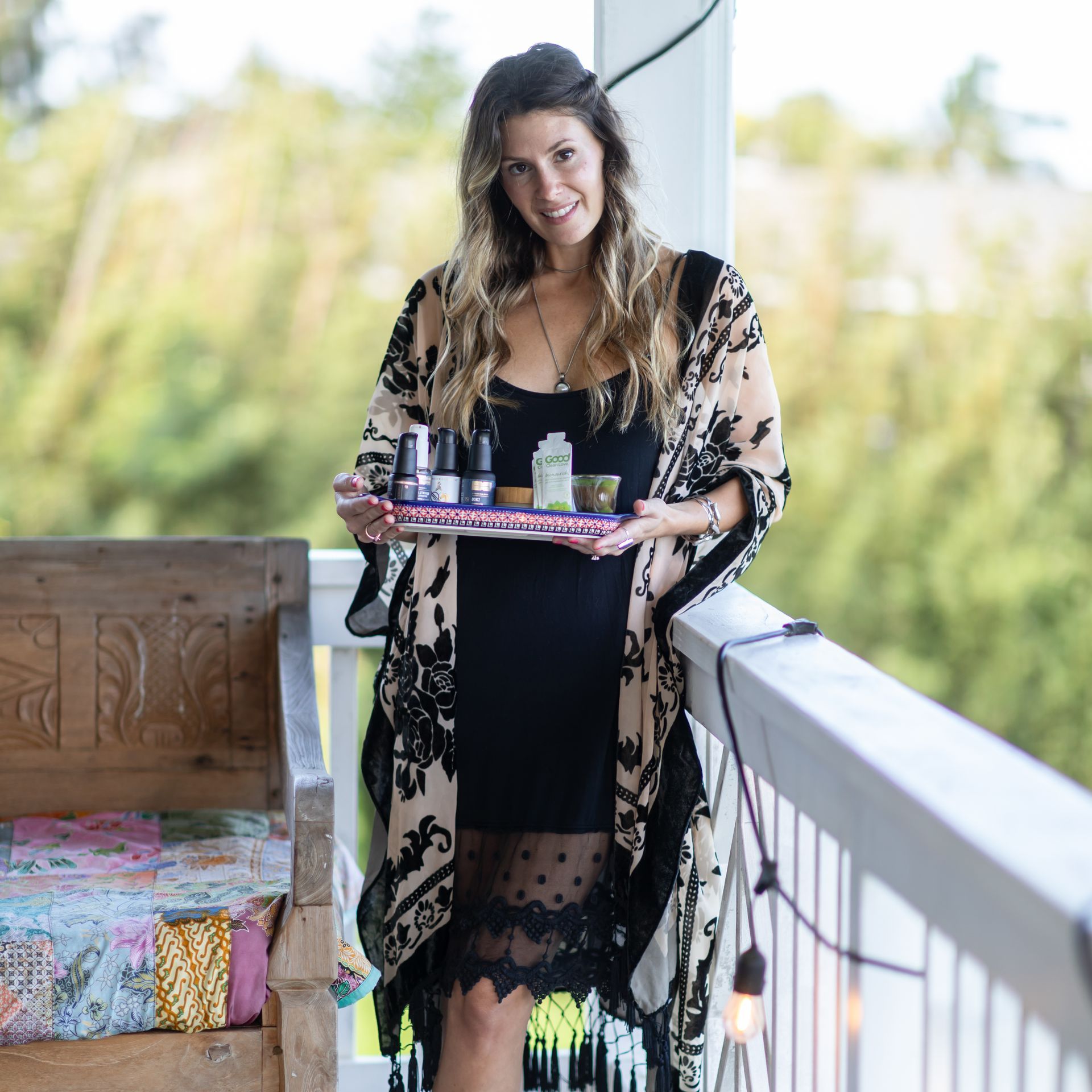 Provider holding tray of natural supplements to help her clients treat anxiety naturally