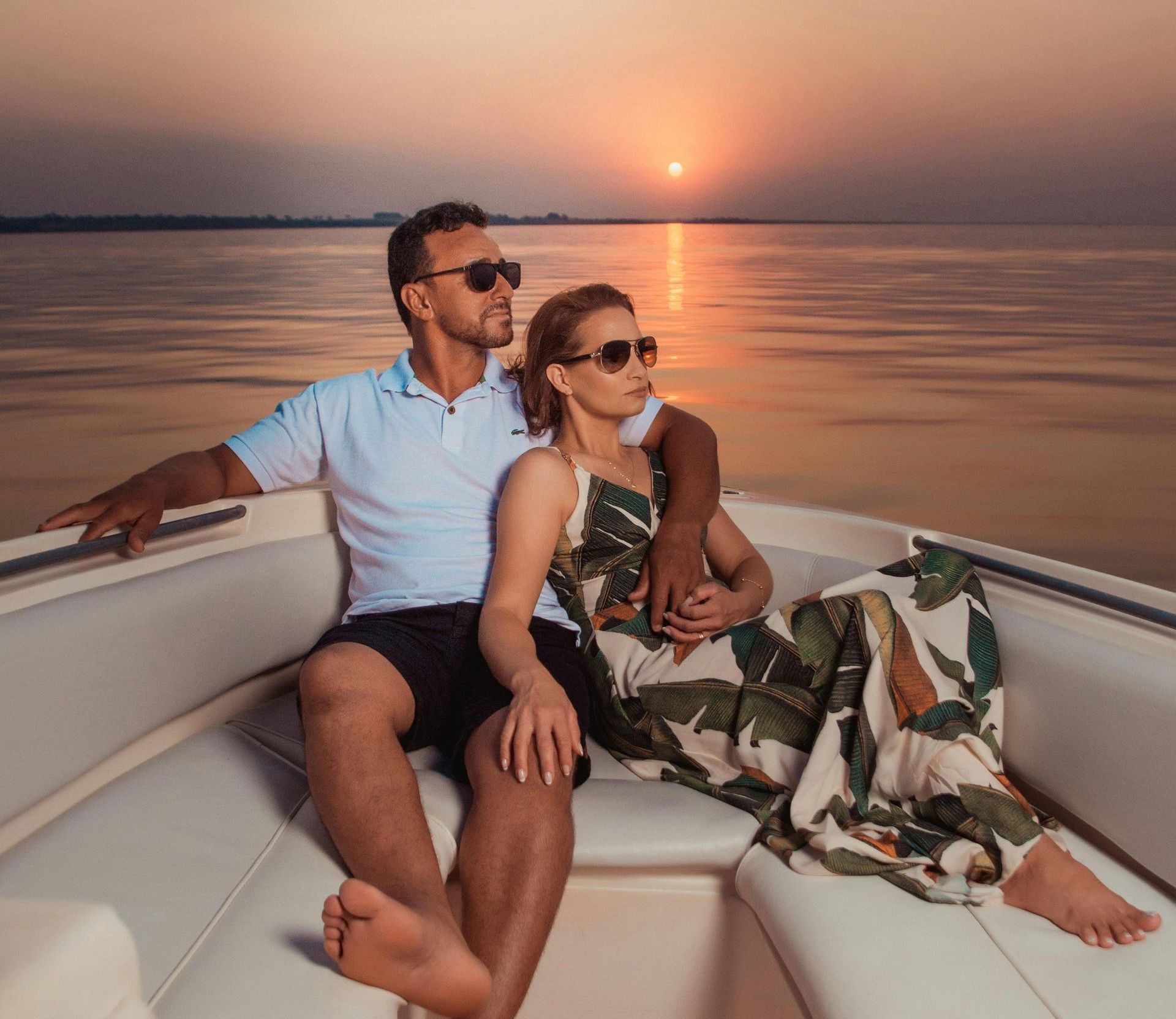 celebrity couples during a sunset yacht ride