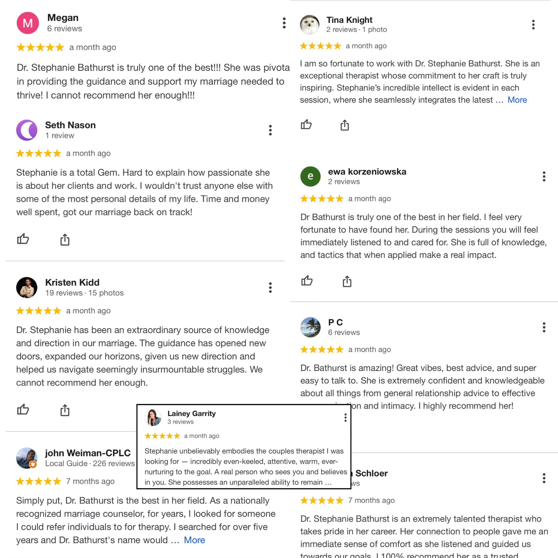 Multiple 5 star Google reviews confirming that 90 day roommates to romance online coaching program is the best for reconnection couples