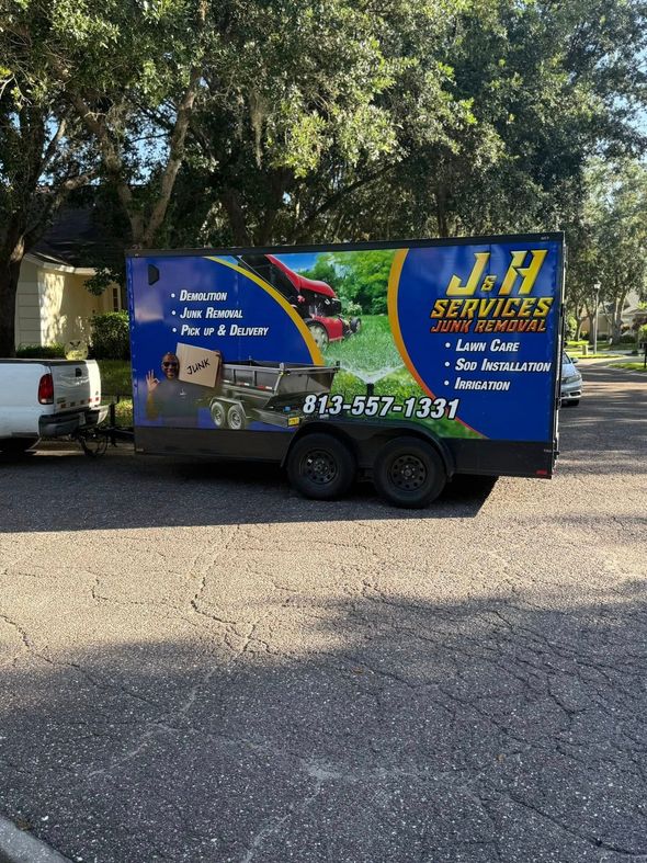 Blue trailer with 