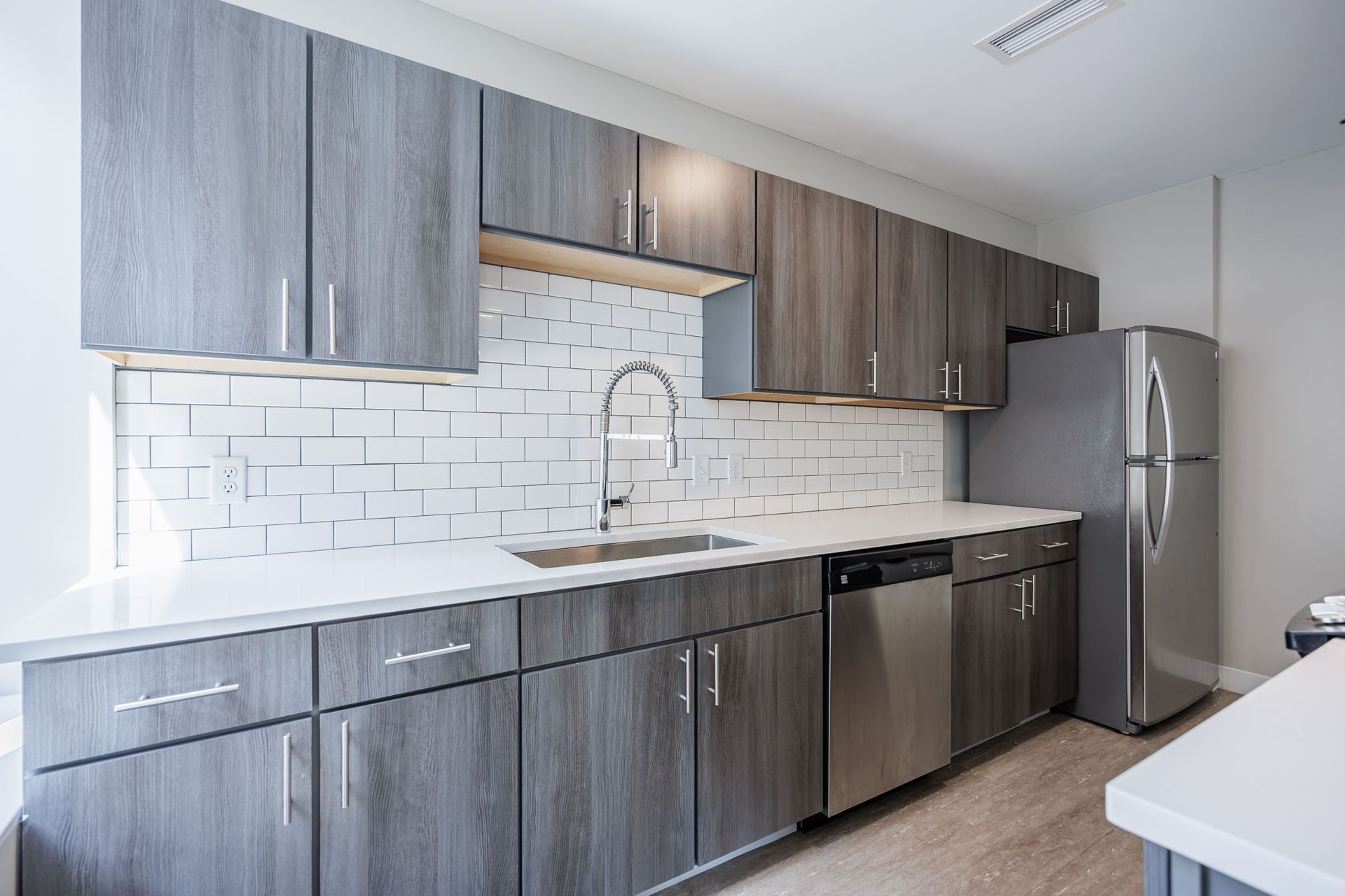 Modern kitchen with stainless steel appliances