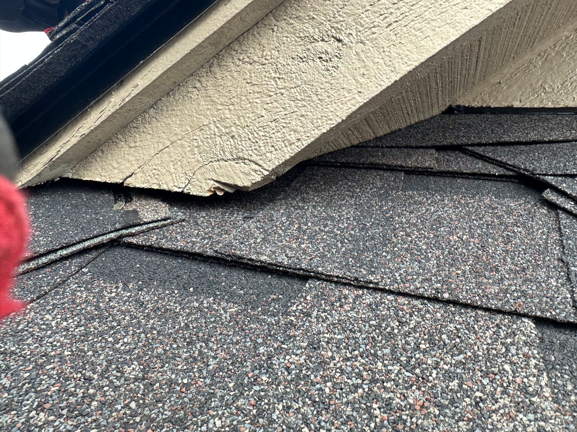 A close up of a roof with a hole in it.