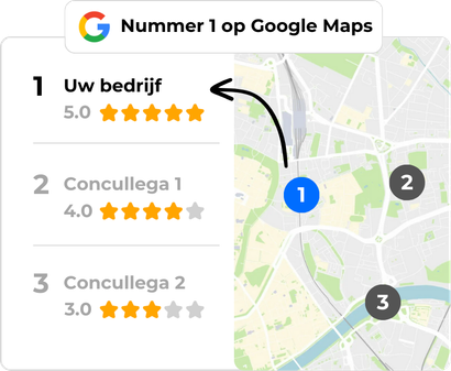 Een google maps-kaart met het nummer 1 erop
