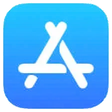Een blauw app store-pictogram met een witte a erop.