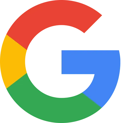 Het Google-logo is een regenboogkleurige cirkel met een blauwe g in het midden.