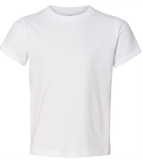White short-sleeved t-shirt, plain and centered, on a white background.