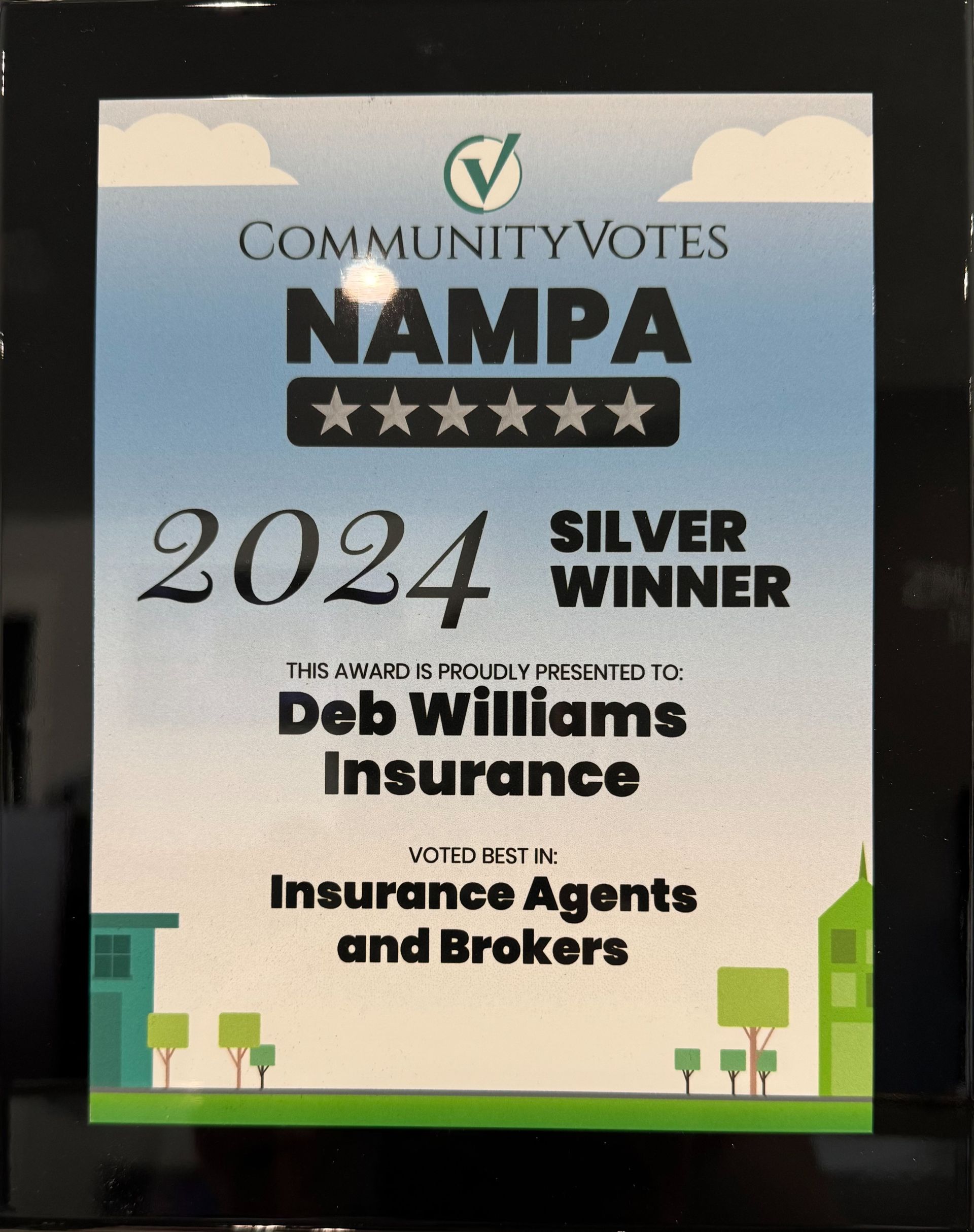 Deb Williams Insurance Community Votes silver winner award 2024 in Nampa, ID.