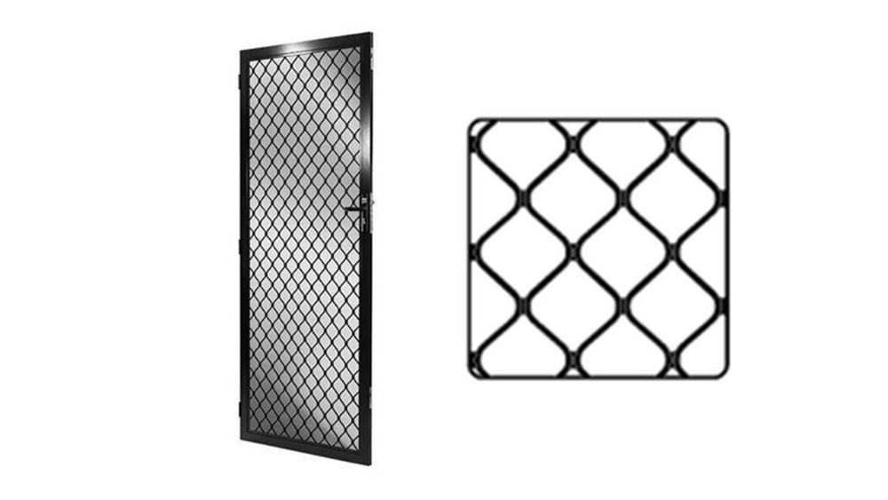 A Black and White Drawing of A Mesh Door and A Mesh Screen — North Queensland Glass & Glazing In Cannonvale, QLD