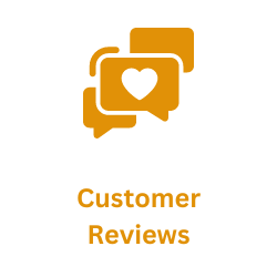 A review icon that says customer reviews