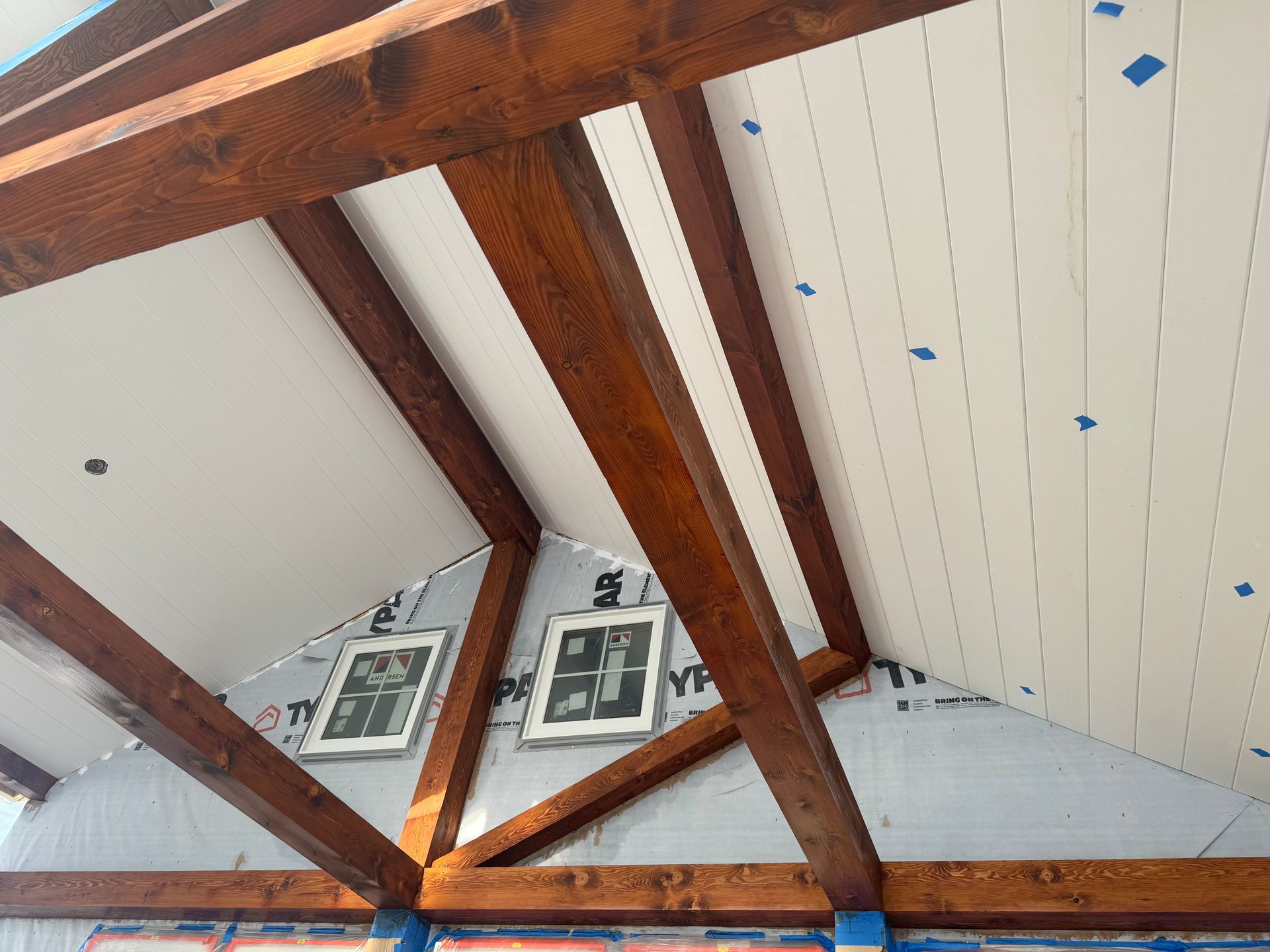 interior beams of a home being renovated