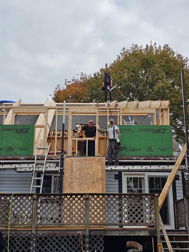 the roof of a house is being built with zipsystem