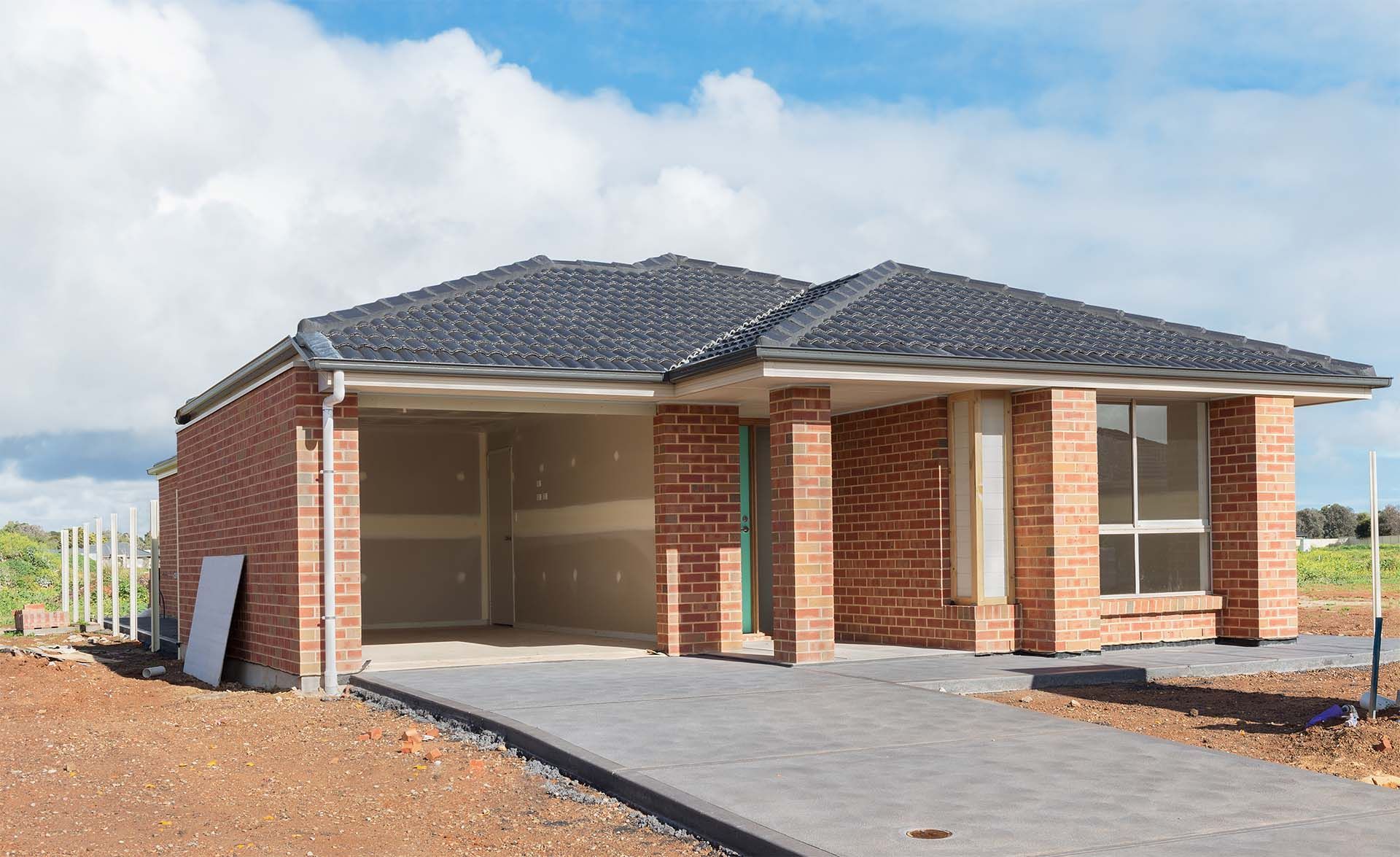 Single Car Concrete Driveway For New House Build