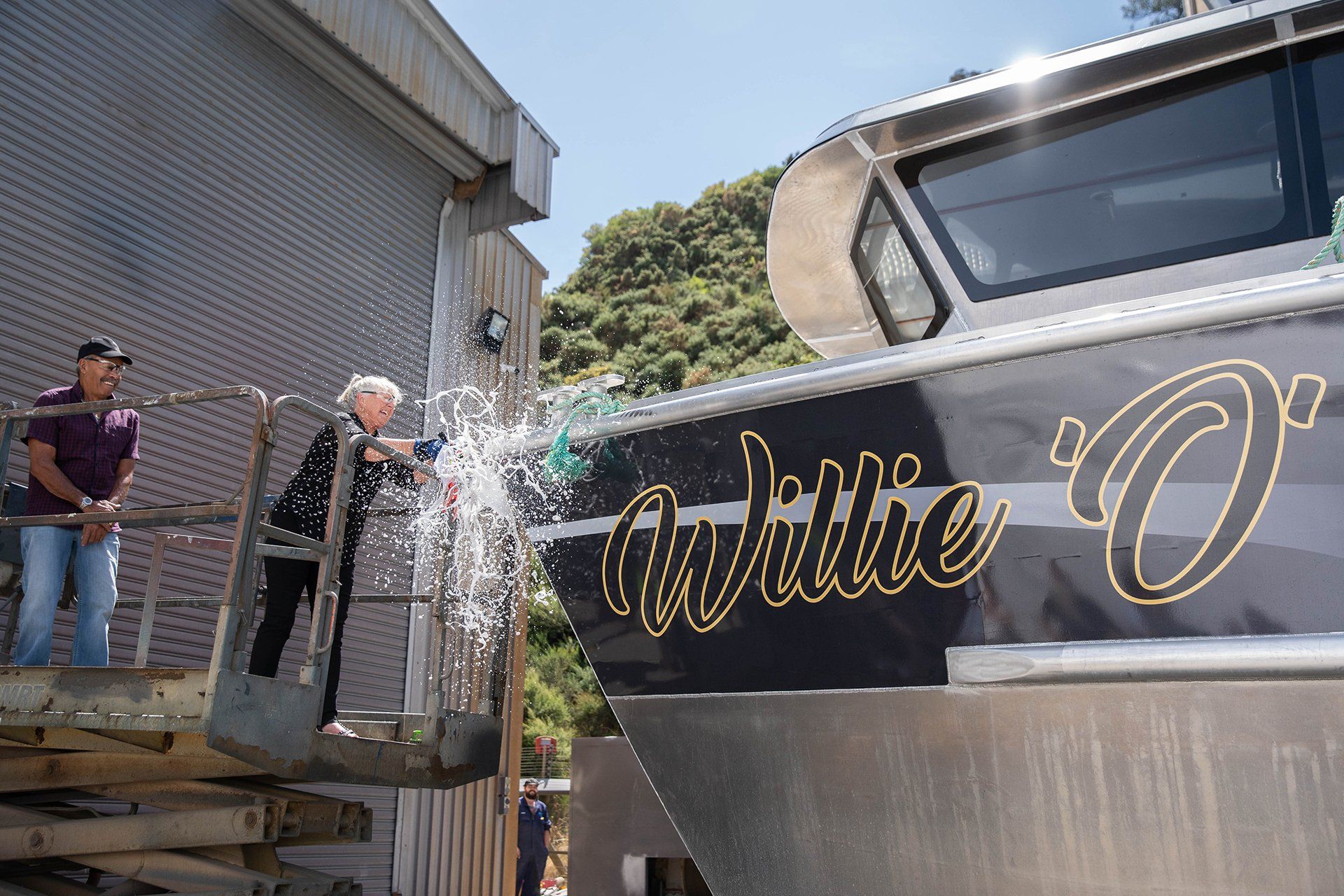 Willie O christening for O'Donnell Park Barging Ltd in Picton NZ