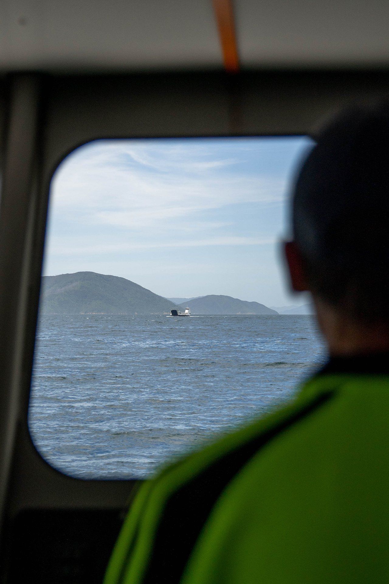 Barge in the Marlborough sounds for O'Donnell Park Barging Ltd in Picton NZ