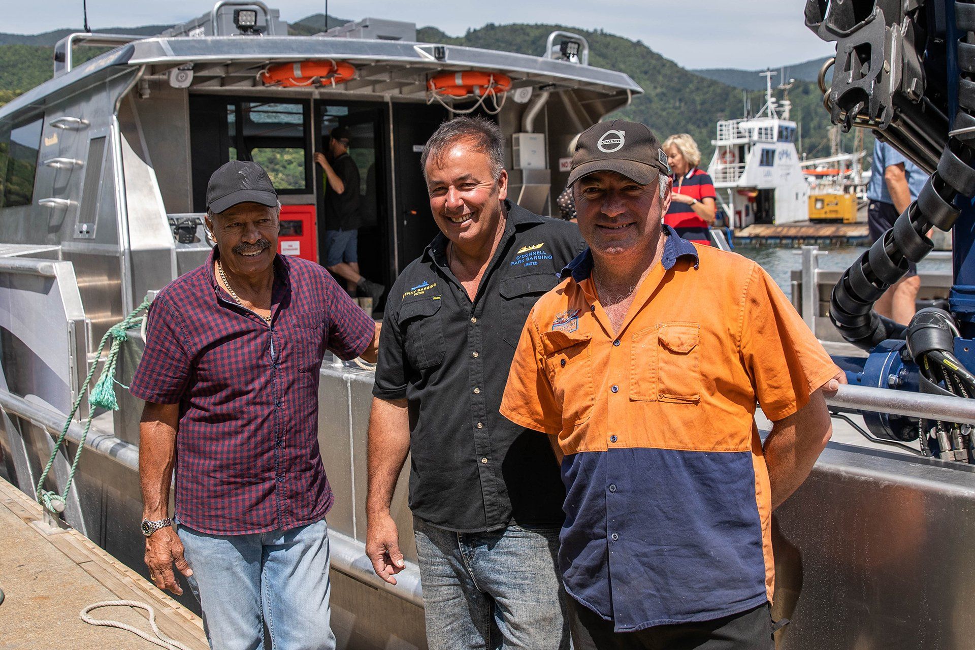 Staff members from O'Donnell Park Barging Ltd in Picton NZ