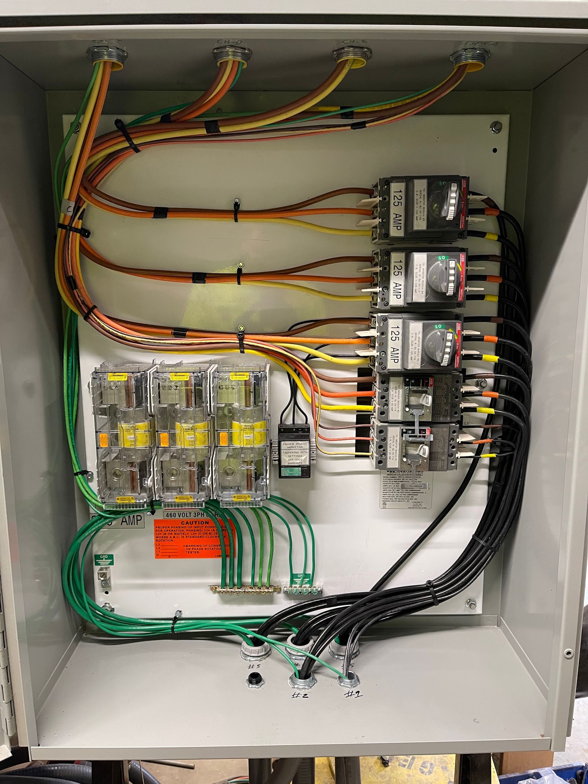Freedom Electric Construction - The inside of a electrical box with a lot of wires coming out of it.