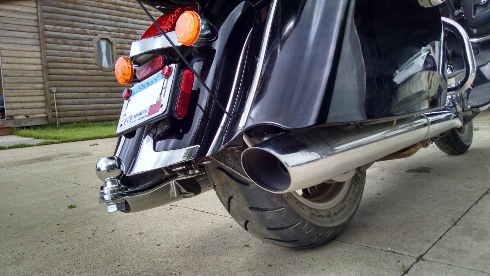 Close up of a motorcycle tow bar.
