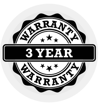 Black and white badge with 