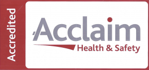 An accredited logo for acclaim health and safety