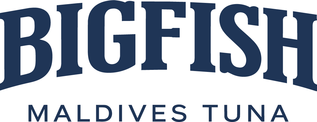 The logo for bigfish maldives is black and red on a white background.