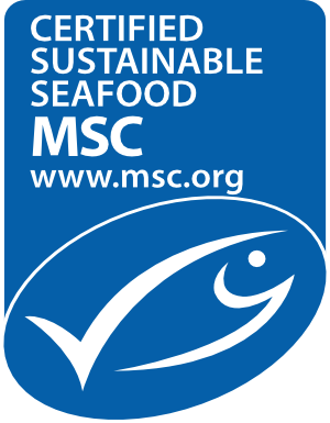 A blue logo for certified sustainable seafood msc