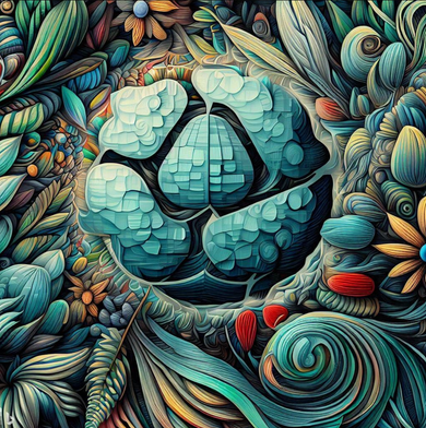 A painting of a skull surrounded by flowers and leaves