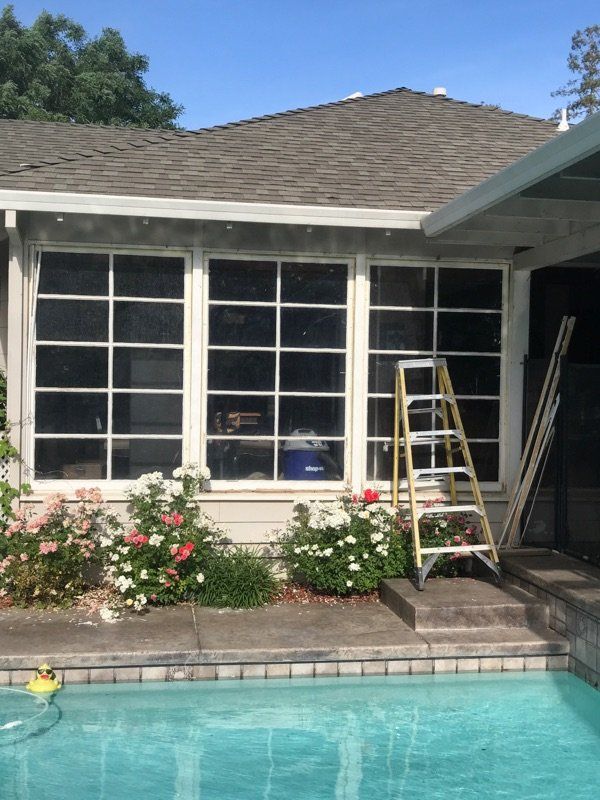 pool side window install