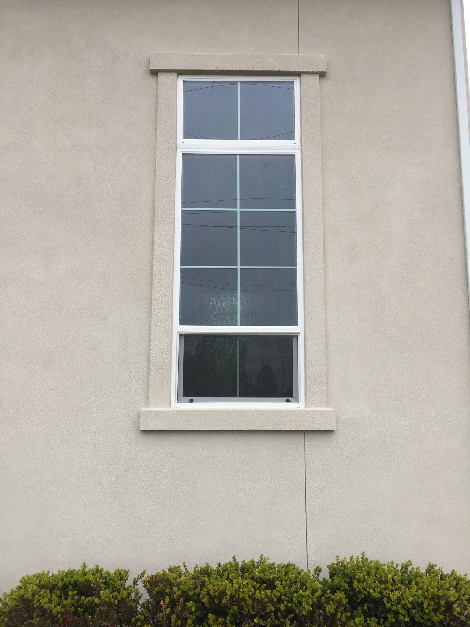 A large window on the side of a building