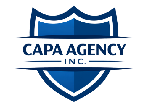 Blue shield logo with Capa Agency Inc in the middle