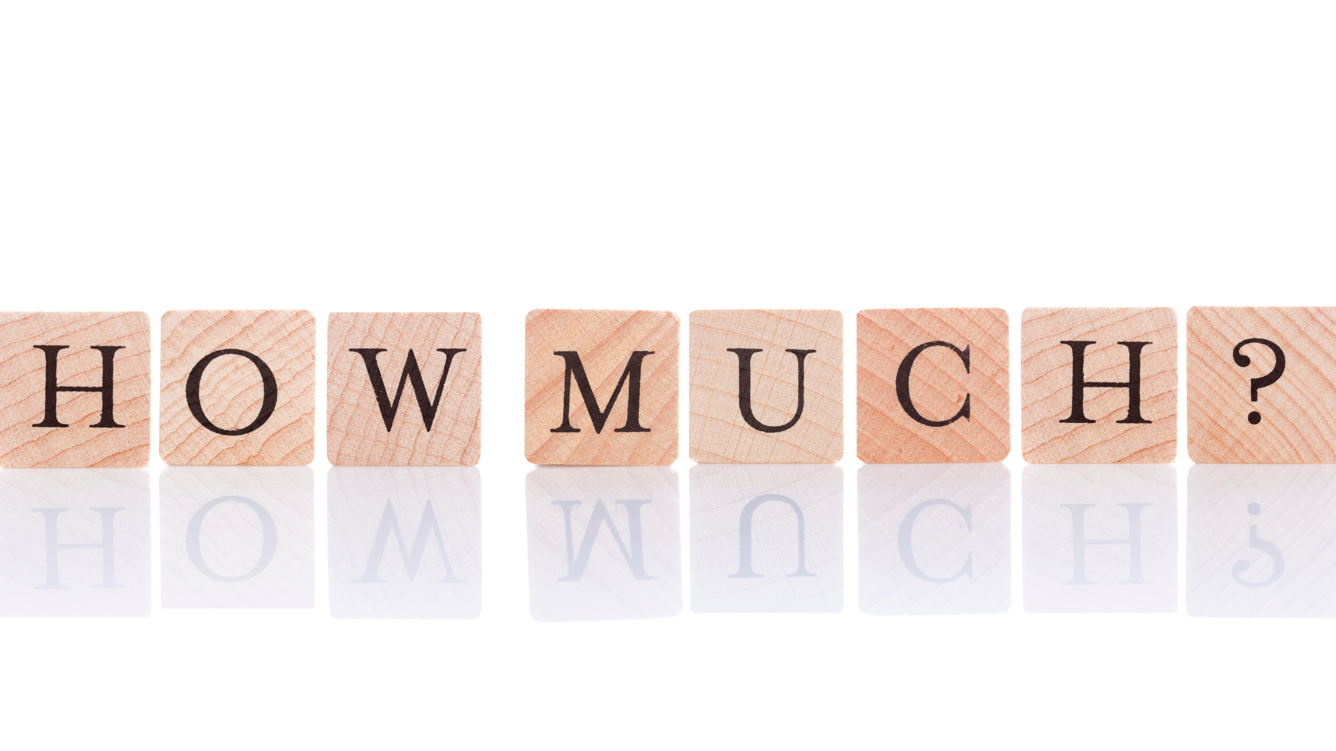 the word how much is written on wooden blocks .