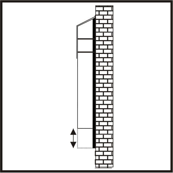 Un dessin en noir et blanc d'un mur de briques avec un toit.