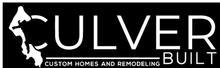 A black and white logo for culver built custom homes and remodeling.