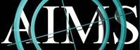 The word aims is surrounded by blue circles on a black background.